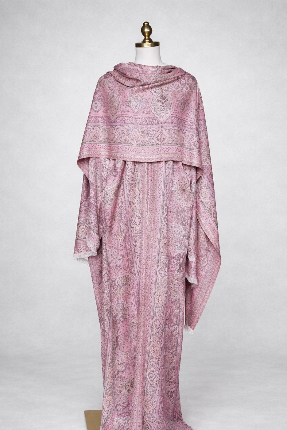 Pashmina Abaya Set - Stoned Pink Rose