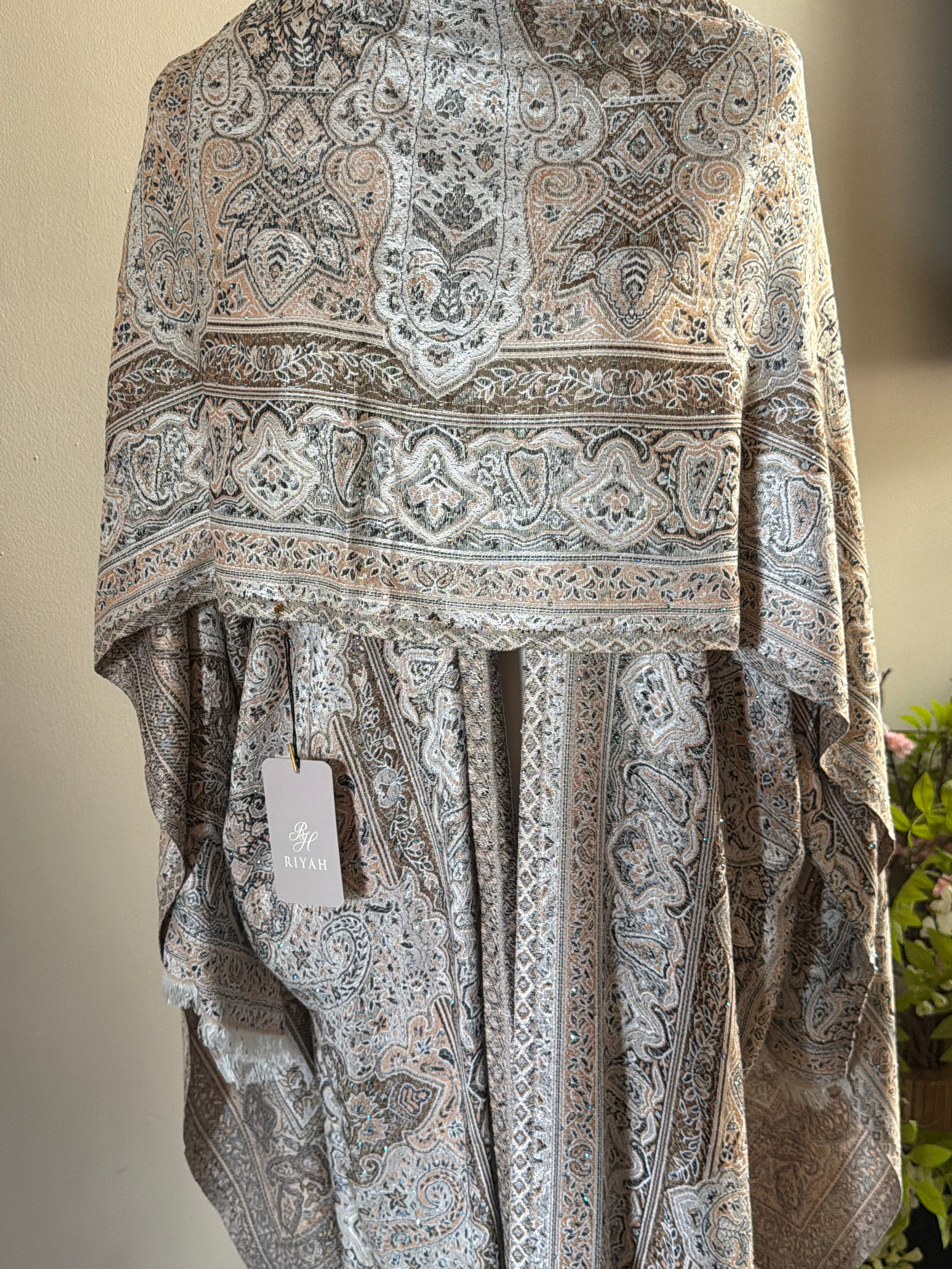 Pashmina Abaya Set - Stoned Taupe
