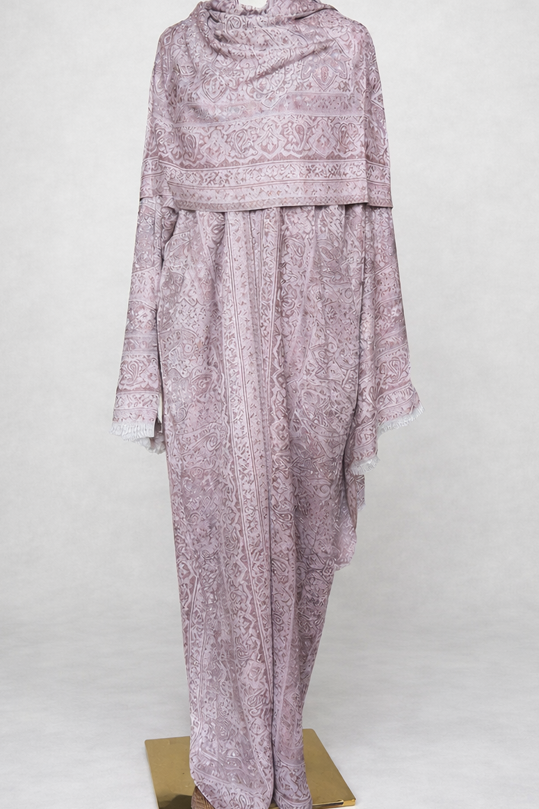 Pashmina Abaya Set - Stoned Dusty Rose