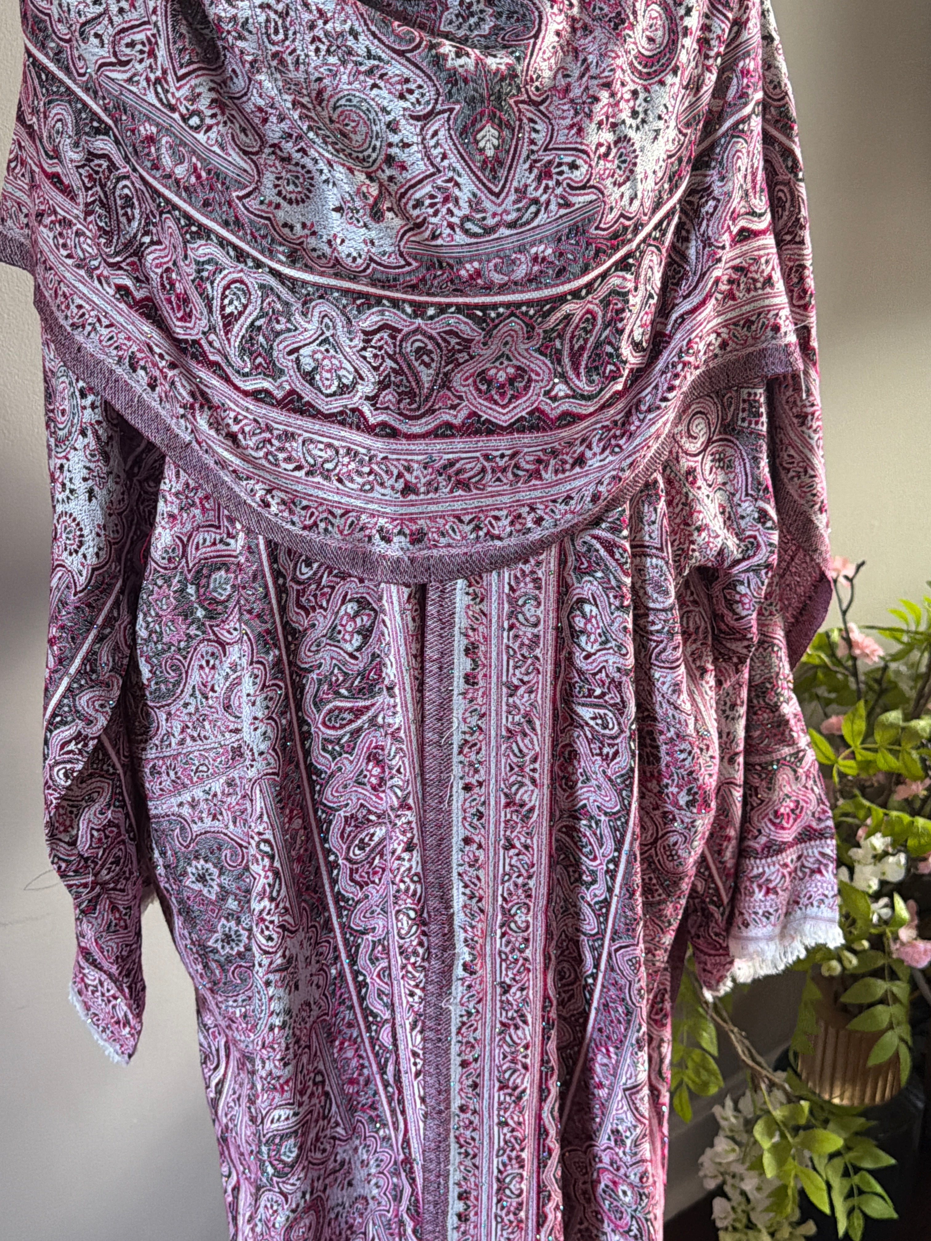 Pashmina Abaya Set - Embellished Deep Rose