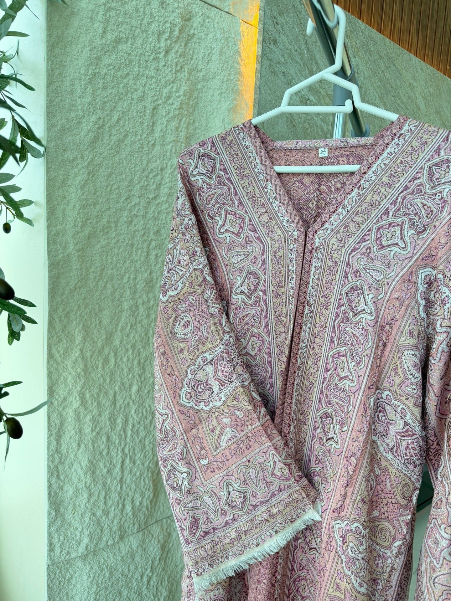 Pashmina Abaya Set - Pink & Beige